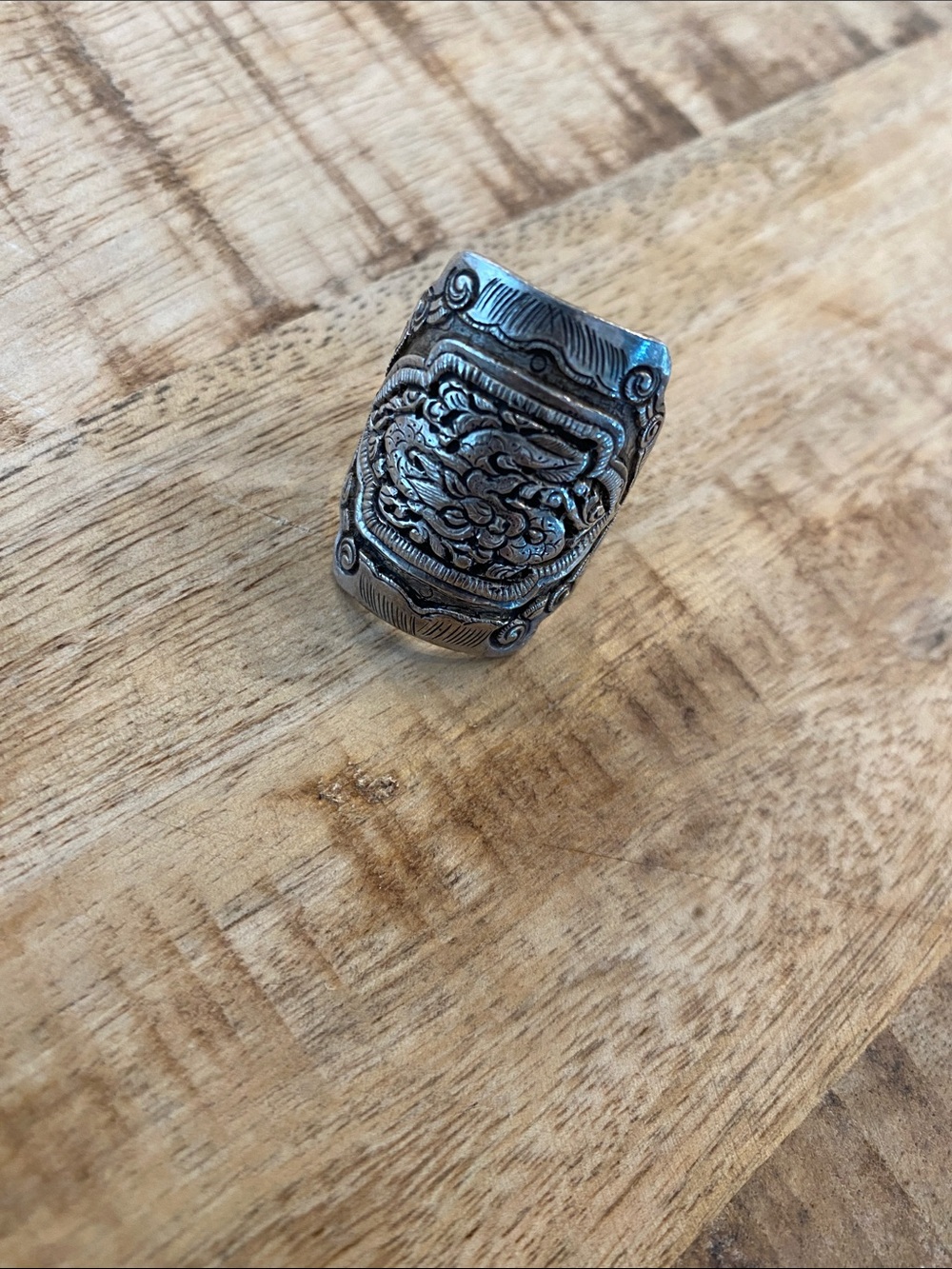 Sterling Silver Engraved Silver-Tone  Ring